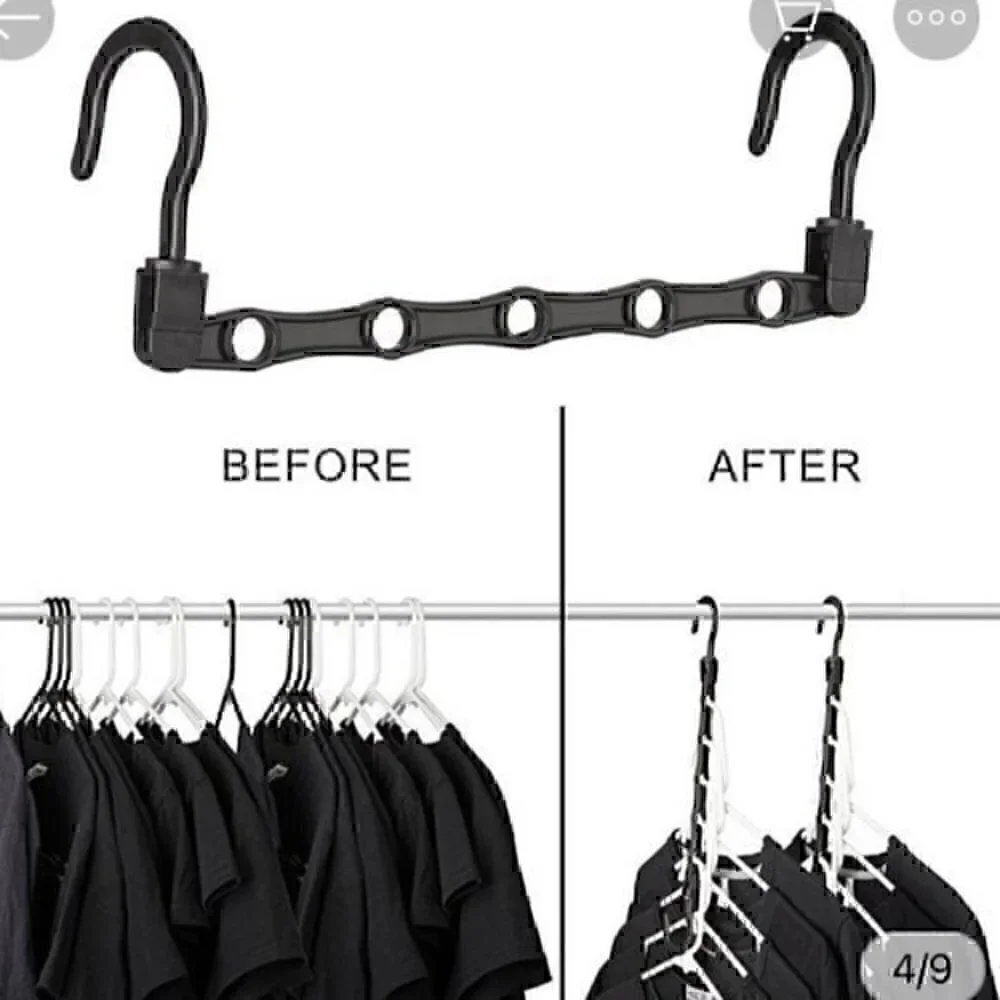5 Black Wonder Hanger Max. Closet space saver organizer